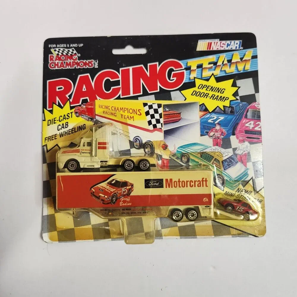 Vtg 1992 Racing Team Transporter #15 Geoff Bodine With Mini Stock Car #15